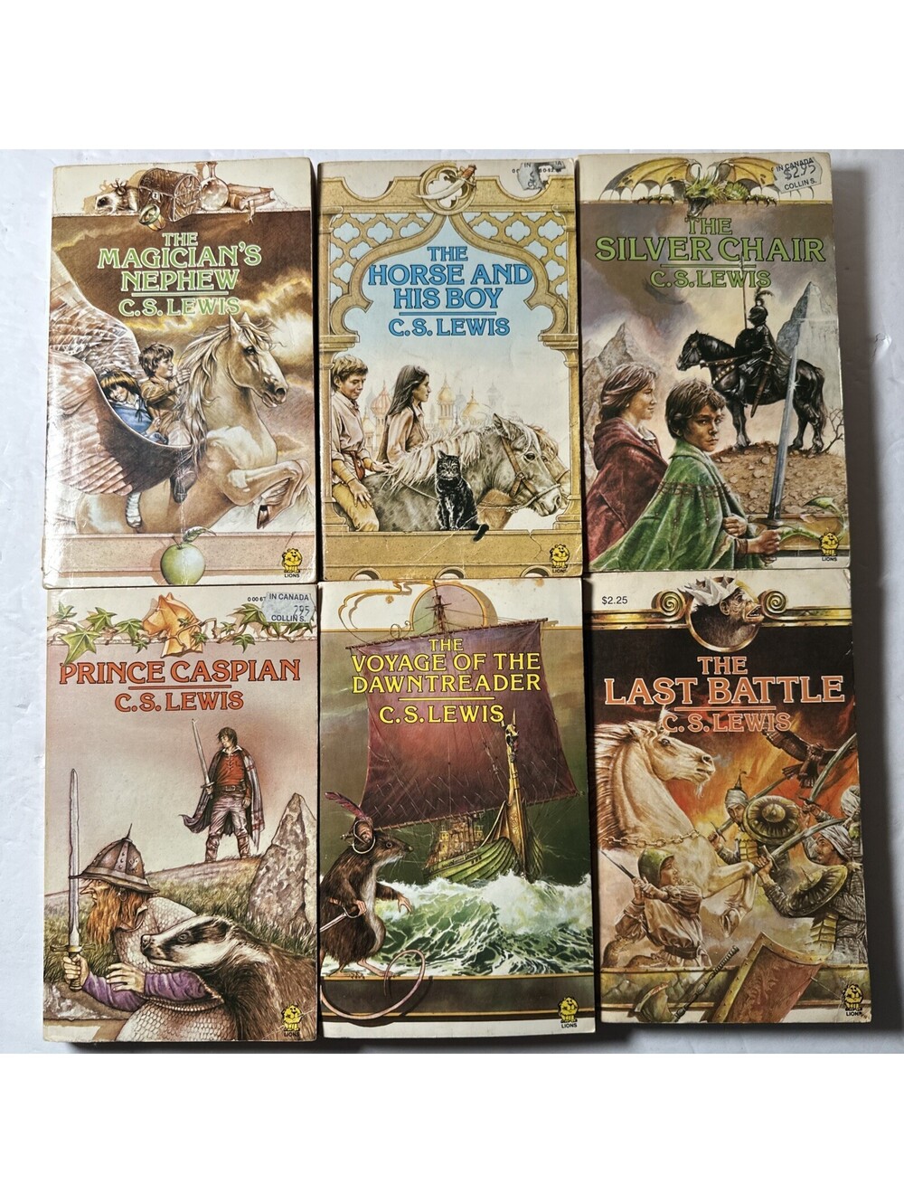 Chronicles of Narnia C.S. Lewis Vintage Lions Paperback Lot 6 Books Matching Set